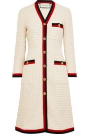 Gucci - Grosgrain-trimmed cotton-blend boucl  -tweed coat at Net A Porter