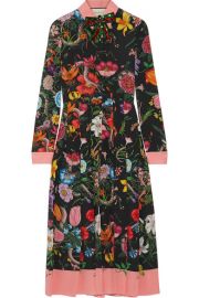 Gucci - Pleated printed silk crepe de chine dress at Net A Porter