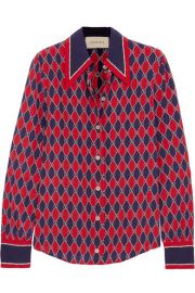 Gucci   Printed silk crepe de chine shirt at Net A Porter