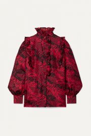 Gucci - Ruffled printed silk-twill shirt at Net A Porter