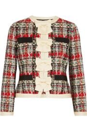 Gucci   Silk-twill and grosgrain-trimmed metallic tweed jacket at Net A Porter