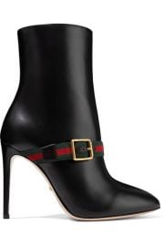 Gucci   Sylvie grosgrain-trimmed leather ankle boots at Net A Porter