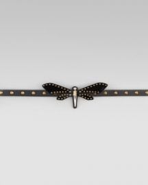 Gucci Adjustable Leather Dragonfly Belt  Nero at Neiman Marcus