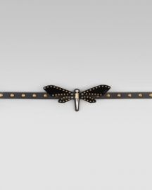 Gucci Adjustable Leather Dragonfly Belt  Nero at Neiman Marcus