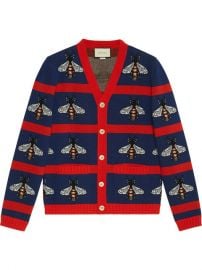 Gucci Bee Jacquard Wool Cardigan at Farfetch