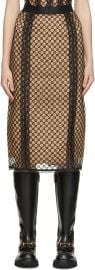 Gucci Black Beige GG Net Mid Length Skirt at Ssense