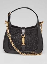 Gucci Black LeatherSatin Crystal GG Jackie 1961 Mini Bag eBay at eBay