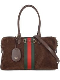 Gucci Borsetto Stripe Detailed Large Boston Bag at Cettire