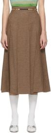 Gucci Brown Pleated Double G Chain Skirt at ssense