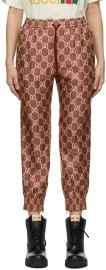 Gucci Burgundy Silk GG Supreme Lounge Pants SSENSE at Ssense