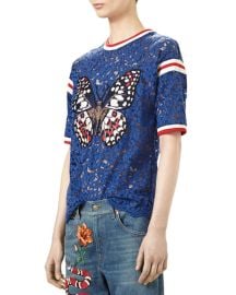 Gucci Butterfly Applique Lace Top at Bergdorf Goodman