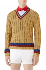 Gucci Cable Knit V-Neck Sweater at Nordstrom