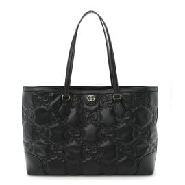 Gucci Calfskin GG Matelasse Medium Ophidia Shopping Tote Black 1763394 FASHIONPHILE at Fashionphile