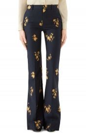 Gucci Camellia Fil Coup   Cotton  amp  Wool Flare Pants   Nordstrom at Nordstrom