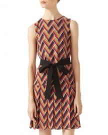 Gucci Chevron Print Pleated Dress at Bergdorf Goodman