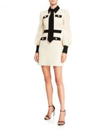 Gucci Contrast-Trim Cady Crepe Dress at Neiman Marcus