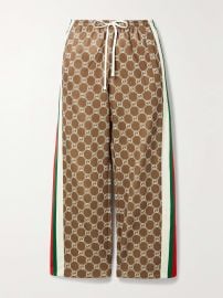 Gucci Cropped Webbing trimmed Printed Tech jersey Track Pants at Net a Porter