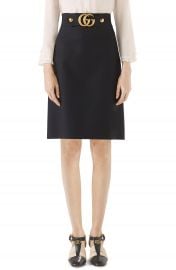 Gucci Double G Wool  amp  Silk Crepe A-Line Skirt   Nordstrom at Nordstrom