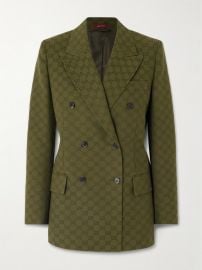 Gucci Double breasted jacquard cotton blend canvas blazer at Net a Porter