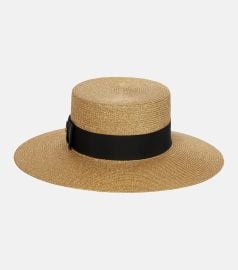 Gucci Embellished Lam Straw Hat at Mytheresa