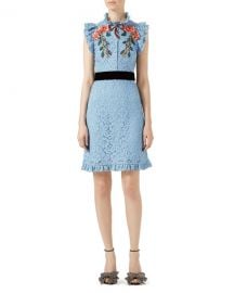 Gucci Embroidered Cluny Lace Dress  Light Blue   Neiman Marcus at Neiman Marcus