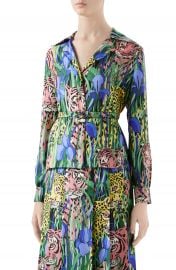 Gucci Feline Garden Print Silk Twill Blouse   Nordstrom at Nordstrom