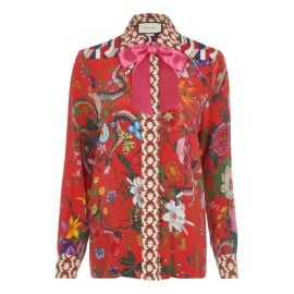 Gucci Flora Snake Print Silk Shirt at Vestiaire Collective