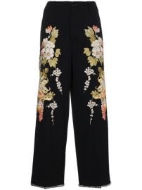 Gucci Floral Embroidered Flared Trousers at Farfetch