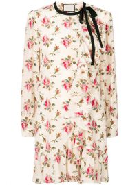 Gucci Floral Print Frill Trim Dress at Farfetch