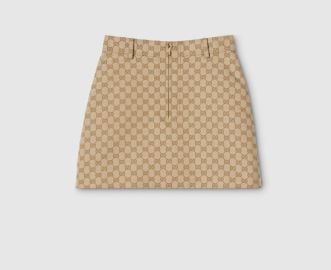 Gucci GG Cotton Canvas Jacquard Fabric Skirt at Gucci