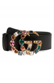 Gucci GG Marmont Crystal Buckle Leather Belt at Nordstrom