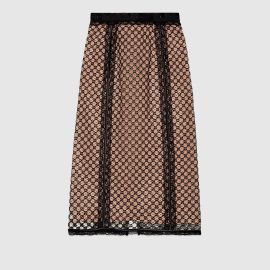 Gucci GG Net Skirt with Lace Trims at Gucci