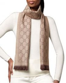 Gucci GG Pattern Scarf Light BrownDark Brown at Neiman Marcus