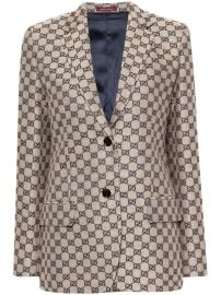 Gucci GG embroidered single breasted blazer at Farfetch