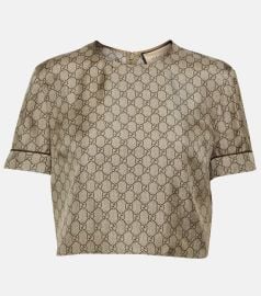 Gucci GG printed silk twill crop top at Mytheresa