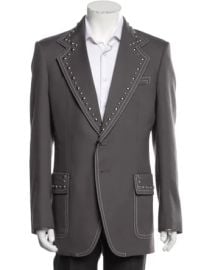 Gucci Gabardine Studded Single Breasted Blazer in Grey at The Real Real