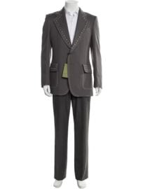 Gucci Gabardine Studded Single Breasted Blazer in Grey at The Real Real