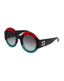 Gucci Glittered Oversized Round Sunglasses  Red Green Black at Neiman Marcus