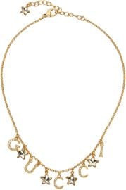 Gucci Gold Script Charm Necklace at Ssense