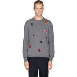 Gucci Gray Embroidered Sweater at Gucci