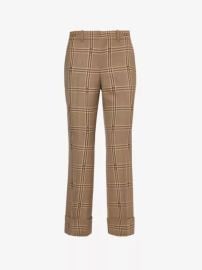 Gucci Horsebit check patterned flared leg wool trousers at Selfridges