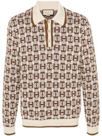 Gucci Horsebit intarsia knit polo jumper at Farfetch