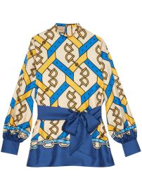 Gucci Horsebit-print long-sleeve Silk Shirt - at Farfetch