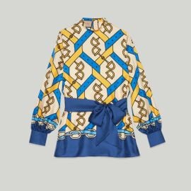 Gucci Horsebit print long sleeve silk shirt at Gucci