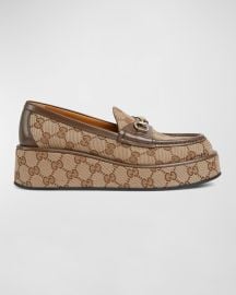 Gucci Idle Monogram Bit Platform Loafers at Neiman Marcus