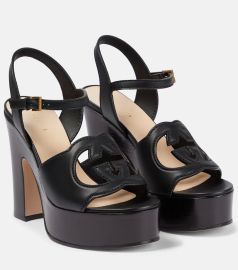 Gucci Interlocking G leather platform sandals at Mytheresa