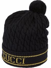 Gucci Jacquard Logo pompom-detail Beanie - at Farfetch