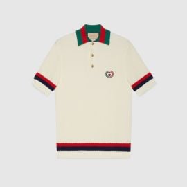 Gucci Knit Cotton Polo T Shirt with Web at Gucci