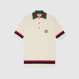 Gucci Knit Cotton Polo T Shirt with Web at Gucci