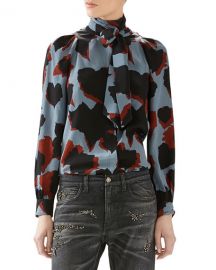 Gucci LS PRINT SHIRT W SELF SCARF at Neiman Marcus